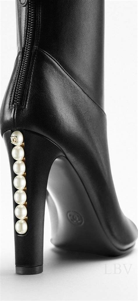 chanel boots with pearl|Chanel shoes with pearl heel.